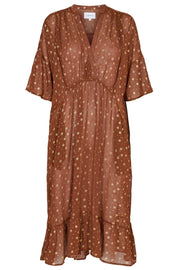 Karoline Dress | Brown Gold Flower | Kjole fra Liberté