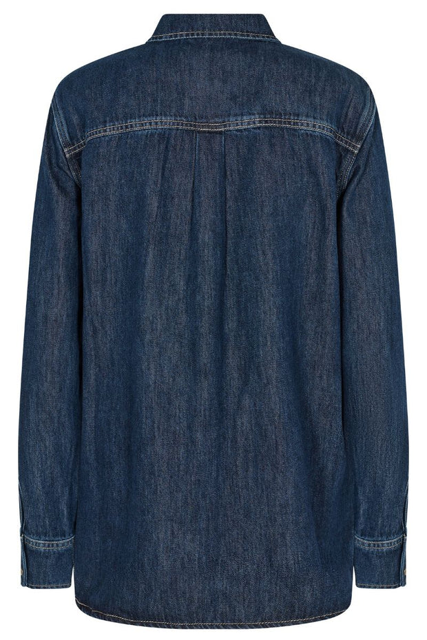 Jenner Flash Denim Shirt | Dark Blue | Skjorte fra Mos Mosh