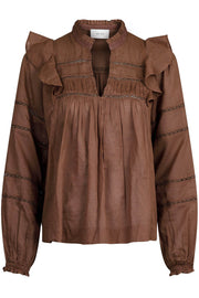 Aroma S Voile Blouse | Dusty Brown | Bluse fra Neo Noir