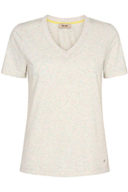 Ziva V-SS Mélange Tee | Birch  | T-shirt fra Mos Mosh