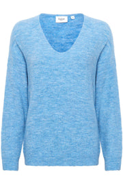 Knit V-Neck LS | Silver lake blue | Strik pullover fra Saint Tropez