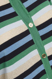 Knit cardigan U2502 I Grøn I Multi stribet cardigan fra Saint Tropez