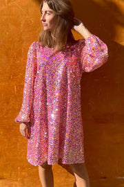 Lamilla Dress | Pink & Orange | Paliet kjole fra Liberté
