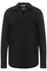 Shirtcollar blouse with pocket | Black | Skjorte fra Street One