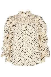 Dot Drape Sleeve Blouse | Bone | Bluse fra Co'couture