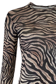 Annie Mesh Blouse | Zebra | Bluse med dyreprint fra Black Colour
