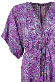 Luna Long V-Neck Dress | Lavender Paisley | Kjole fra Black Colour