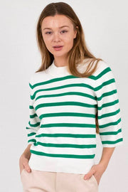 Minka Stripe Knit Blouse | Green | Strik fra Neo Noir
