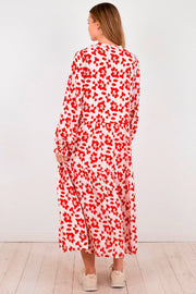 Layli Fading Poppy Dress | Red | Kjole fra Neo Noir