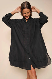Sloane LS Shirt Dress | Black | Kjole fra Mos Mosh