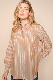 Erisa Vintage Stripe Shirt | Chipmunk | Skjorte fra Mos Mosh