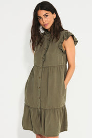 Cello Dress l Dusty Olive l Kjole fra Freequent