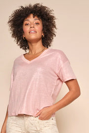 Casa V-SS Foil Tee | Silver Pink | T-shirt fra Mos Mosh
