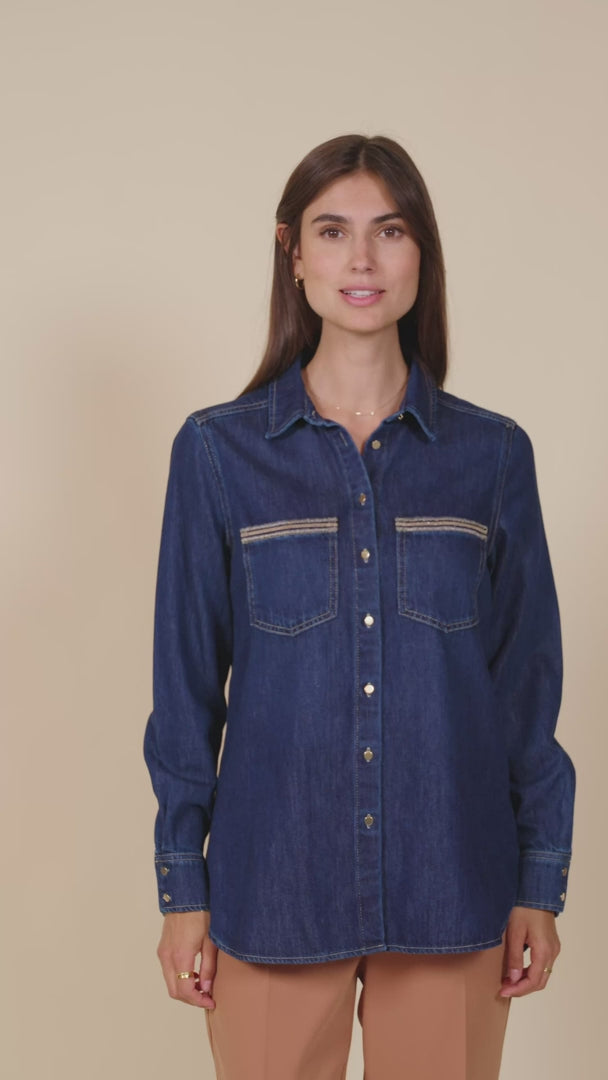 Jenner Flash Denim Shirt | Dark Blue | Skjorte fra Mos Mosh