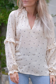 Willow Graphic Dot Blouse | Creme | Bluse fra Neo Noir
