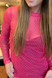Florence mesh blouse | Pink Dot | Bluse fra Black Colour