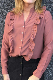 Florence Frill Shirt | Brændt rust | Skjorte med flæser fra Co'Couture