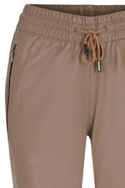 Fia Leather Jog Pants | Light Brown | Læder bukser fra Gustav