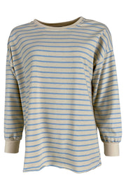 Jamie Striped Sweatshirt | Sky Stripe | Stribet sweater fra Black Colour