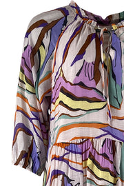 Abella Graphic Boho Dress | Purple graphic | Kjole fra Black Colour