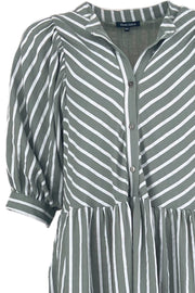 Nel Striped Dress | Olive | Stribet kjole fra Black Colour
