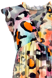 Calypso Leo Dress | Pink | Lang kjole med print fra Black Colour