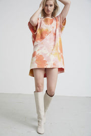 Liva sweat T | Peach Tie Dye | Sweatshirt kjole fra Hunkön