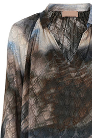 Annsofie A-shape shirt | Brown / Beige | Silke skjorte fra Gustav