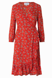 Clarine Wrap Dress Print | Red | Kjole fra American Dreams