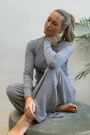 Aubrey Knit Pants | Light Grey Melange | Uld strik bukser fra Neo Noir