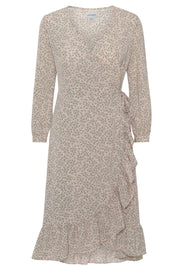 Clarine Wrap Dress Print | Beige/Green Flower | Kjole fra American Dreams