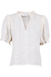Rosalie mini check blouse | Sand | Bluse fra Neo Noir