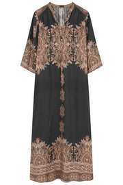 Anika long shirt dress | Seagrass w. Chanterelle Print | Kjole fra Gustav