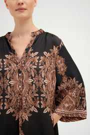 Anika long shirt dress | Seagrass w. Chanterelle Print | Kjole fra Gustav