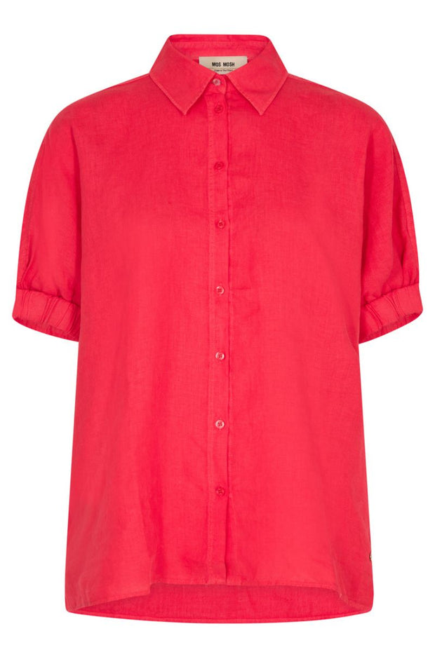 Aven SS Linen Shirt | Tomato | Skjorte fra Mos Mosh