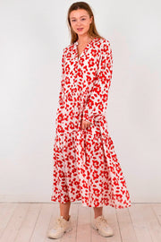 Layli Fading Poppy Dress | Red | Kjole fra Neo Noir