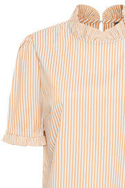 Abigail SS Blouse | Olivenite | Kortærmet skjorte med striber fra Culture