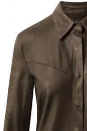 Long Shirt | Dusty Taupe | Skjortekjole i læder fra Depeche