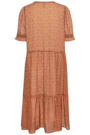 Avin Dress | Brown Sugar | Kortærmet kjole med print fra Culture