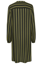 Noorinda Long Shirt | Burnt Olive | Stribet lang skjorte fra Culture