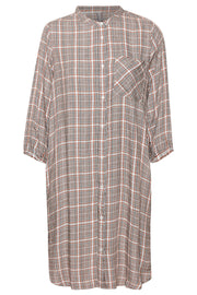 Jessa Shirt | Brown Check | Ternet lang skjorte fra Culture