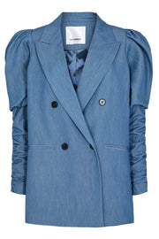 Denim Puff Sleeve Blazer | Denim blue | Blazer fra Co'couture