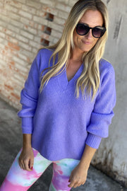 Cassini V-Neck Knit 1 | Lavender | Sweater fra Co'couture