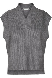Anisa Vest Knit | Mid Grey | Strik vest fra Co'Couture