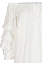 Off-Shoulder Poplin Blouse | Off white | Bluse fra Co'couture