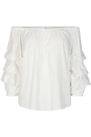 Off-Shoulder Poplin Blouse | Off white | Bluse fra Co'couture