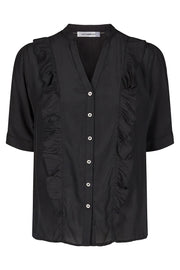 Essential Frill Shirt | Black | Skjorte med flæser fra Co'Couture