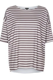 Alma T-Shirt | Light Brown Creme Stripe | T-Shirt fra Liberté