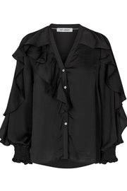 Floyd Frill Shirt | Black | L/S Shirts fra Co'couture