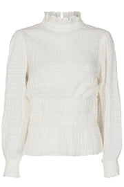 Kerry Smock Blouse | Offwhite | Højhalset bluse fra Co'Couture